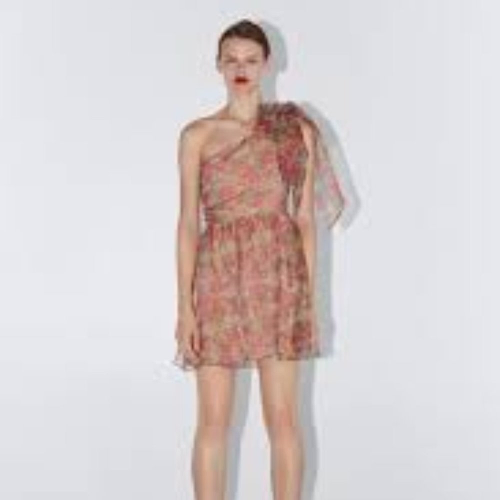 One-shoulder floral Zara dress